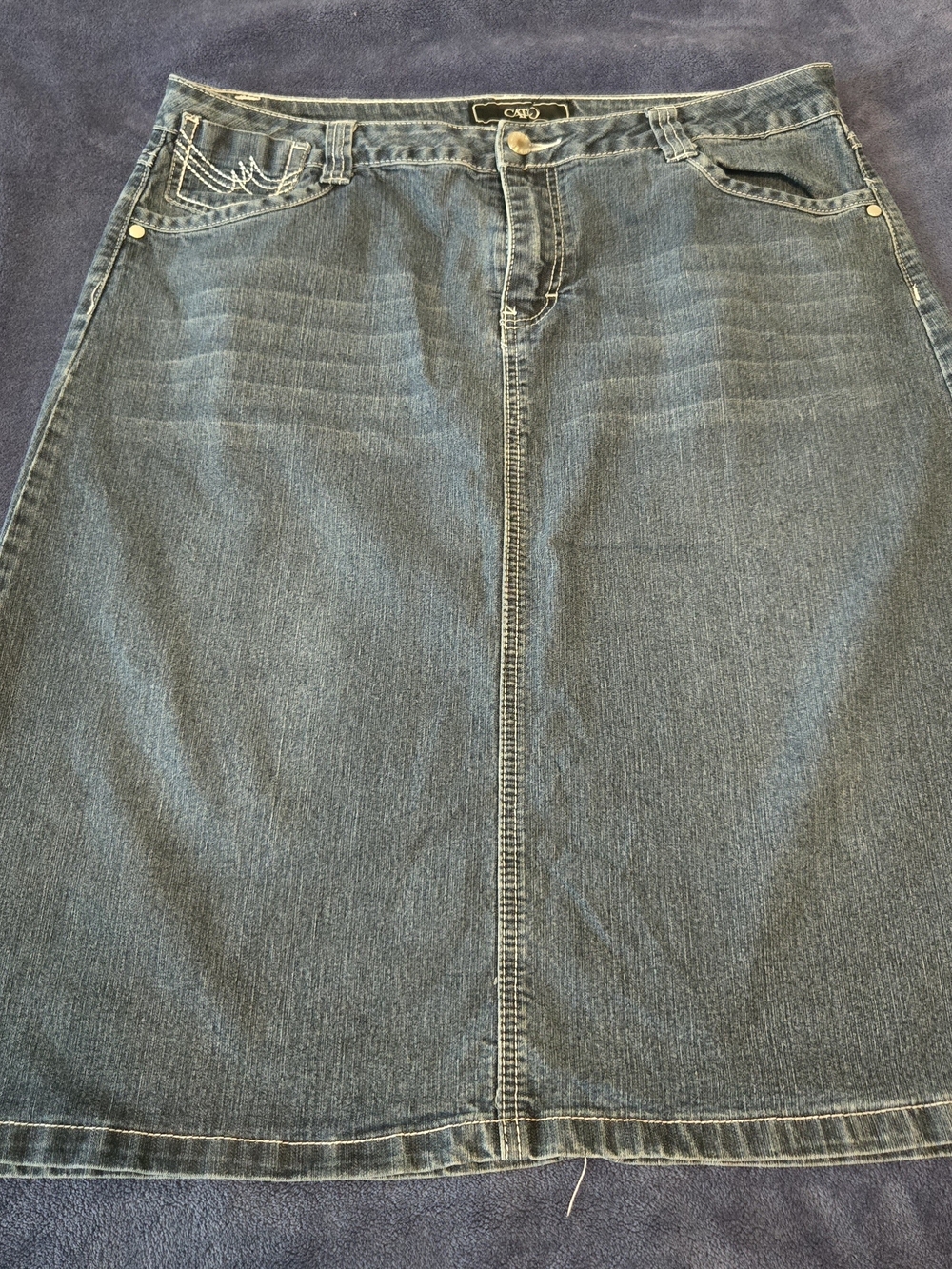 Cato Dark Blue Denim Skirt with Contrast Stitching
